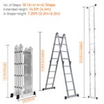 Corvids 14.5 ft (16 Steps) Portable & Compact Folding Aluminium Multipurpose Super Step Ladder - Image 5