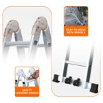 Corvids 14.5 ft (16 Steps) Portable & Compact Folding Aluminium Multipurpose Super Step Ladder - Image 4