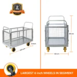 Corvids Heavy-Duty Iron Cage Platform Trolley | 200 kg Load Capacity, 6-inch TPR Wheels & Dual Handles for Warehouse, Store, Factory, Home & Industrial Use | 2 Years Warranty - Image 6